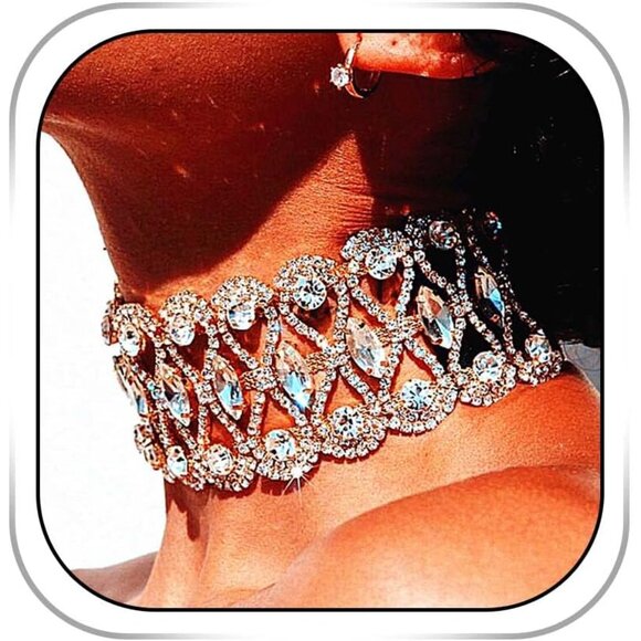 Jewelry - Rhinestone Choker Necklace Alloy Crystal Adjustable Bridal Party Jewelry